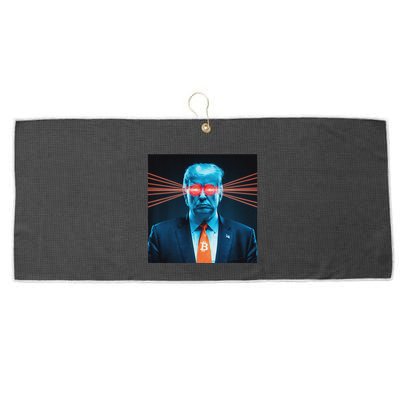 Trump Bitcoin Laser Eyes Crypto Fan Cryptocurrency Investor Large Microfiber Waffle Golf Towel