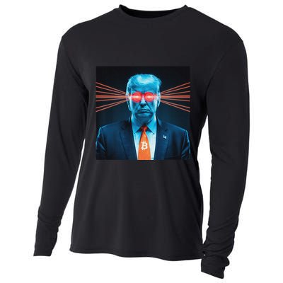 Trump Bitcoin Laser Eyes Crypto Fan Cryptocurrency Investor Cooling Performance Long Sleeve Crew