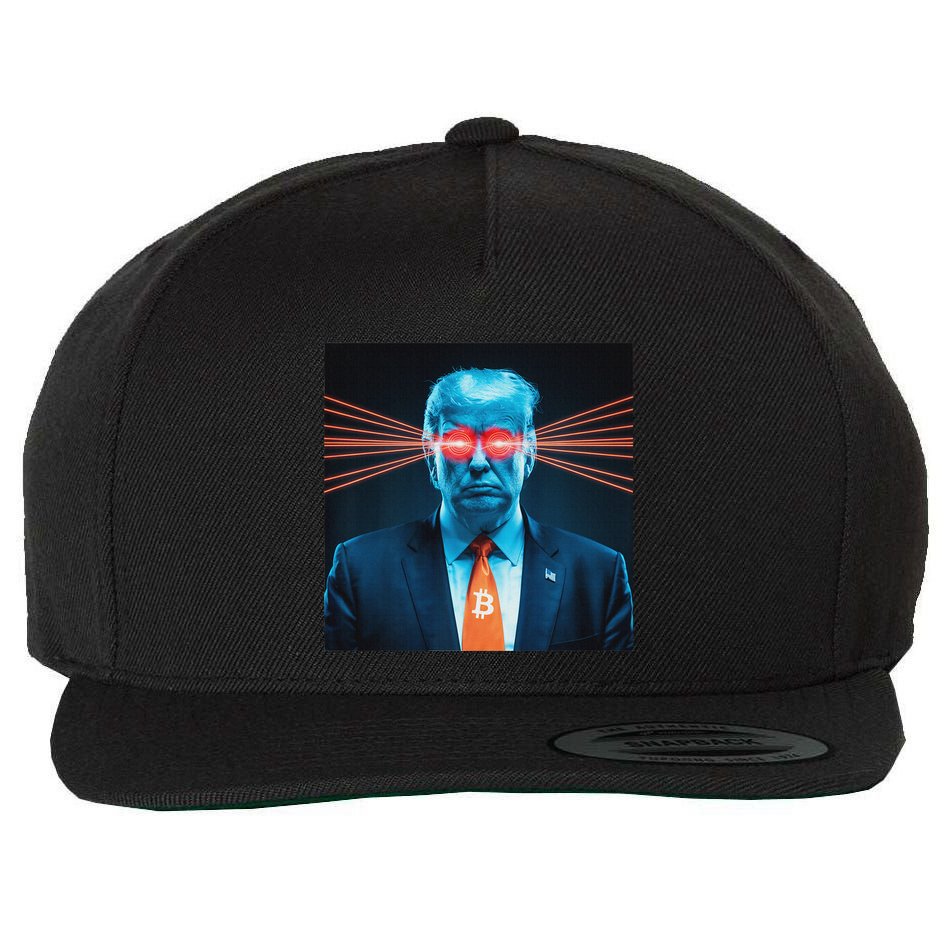 Trump Bitcoin Laser Eyes Crypto Fan Cryptocurrency Investor Wool Snapback Cap