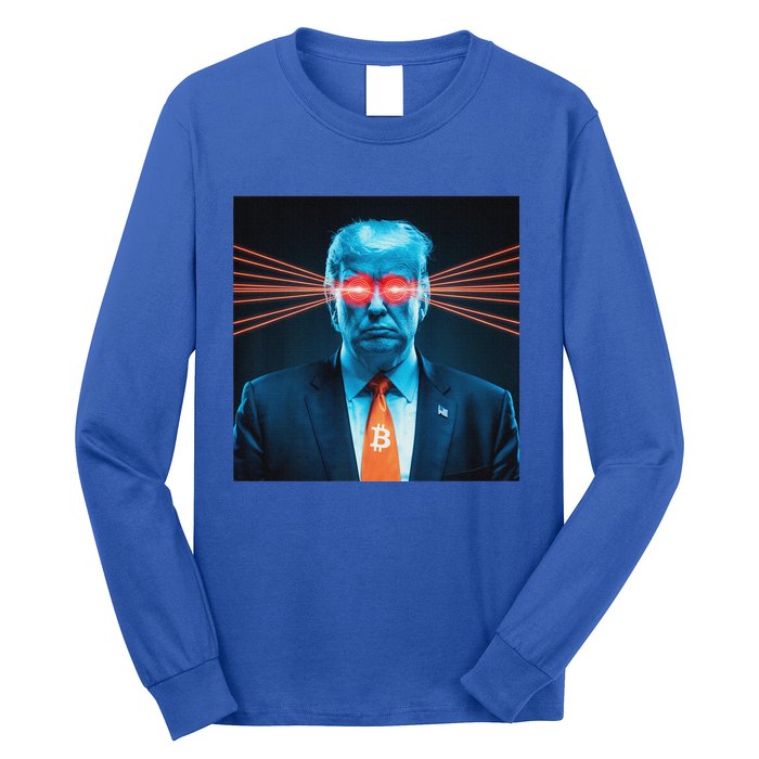 Trump Bitcoin Laser Eyes Crypto Fan Cryptocurrency Investor Long Sleeve Shirt