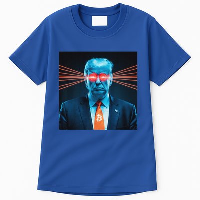 Trump Bitcoin Laser Eyes Crypto Fan Cryptocurrency Investor Tall T-Shirt