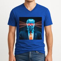 Trump Bitcoin Laser Eyes Crypto Fan Cryptocurrency Investor V-Neck T-Shirt