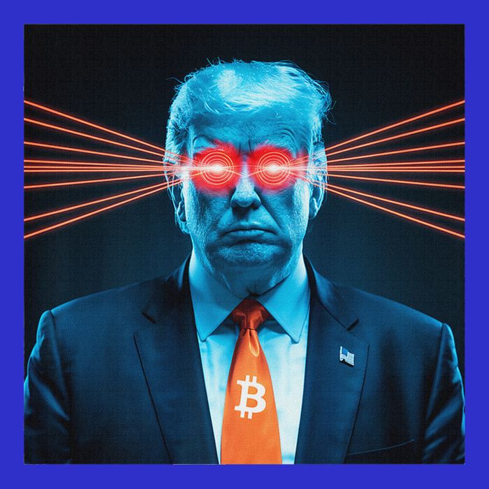 Trump Bitcoin Laser Eyes Crypto Fan Cryptocurrency Investor V-Neck T-Shirt
