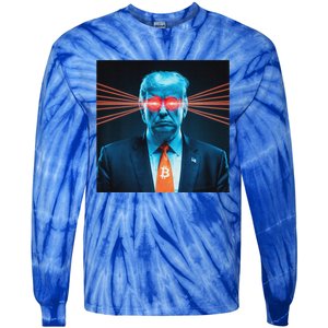 Trump Bitcoin Laser Eyes Crypto Fan Cryptocurrency Investor Tie-Dye Long Sleeve Shirt