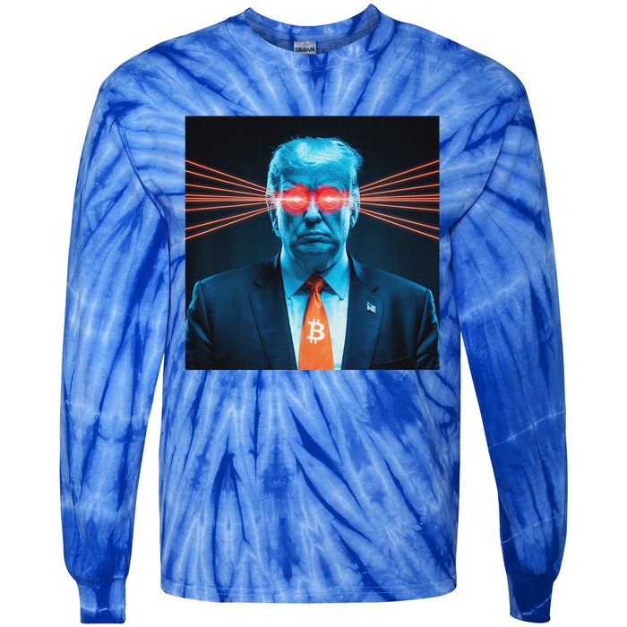 Trump Bitcoin Laser Eyes Crypto Fan Cryptocurrency Investor Tie-Dye Long Sleeve Shirt