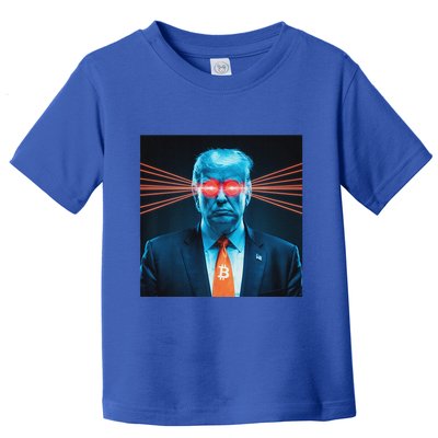 Trump Bitcoin Laser Eyes Crypto Fan Cryptocurrency Investor Toddler T-Shirt