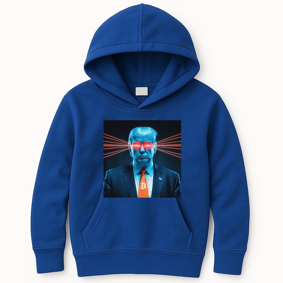 Trump Bitcoin Laser Eyes Crypto Fan Cryptocurrency Investor Kids Hoodie
