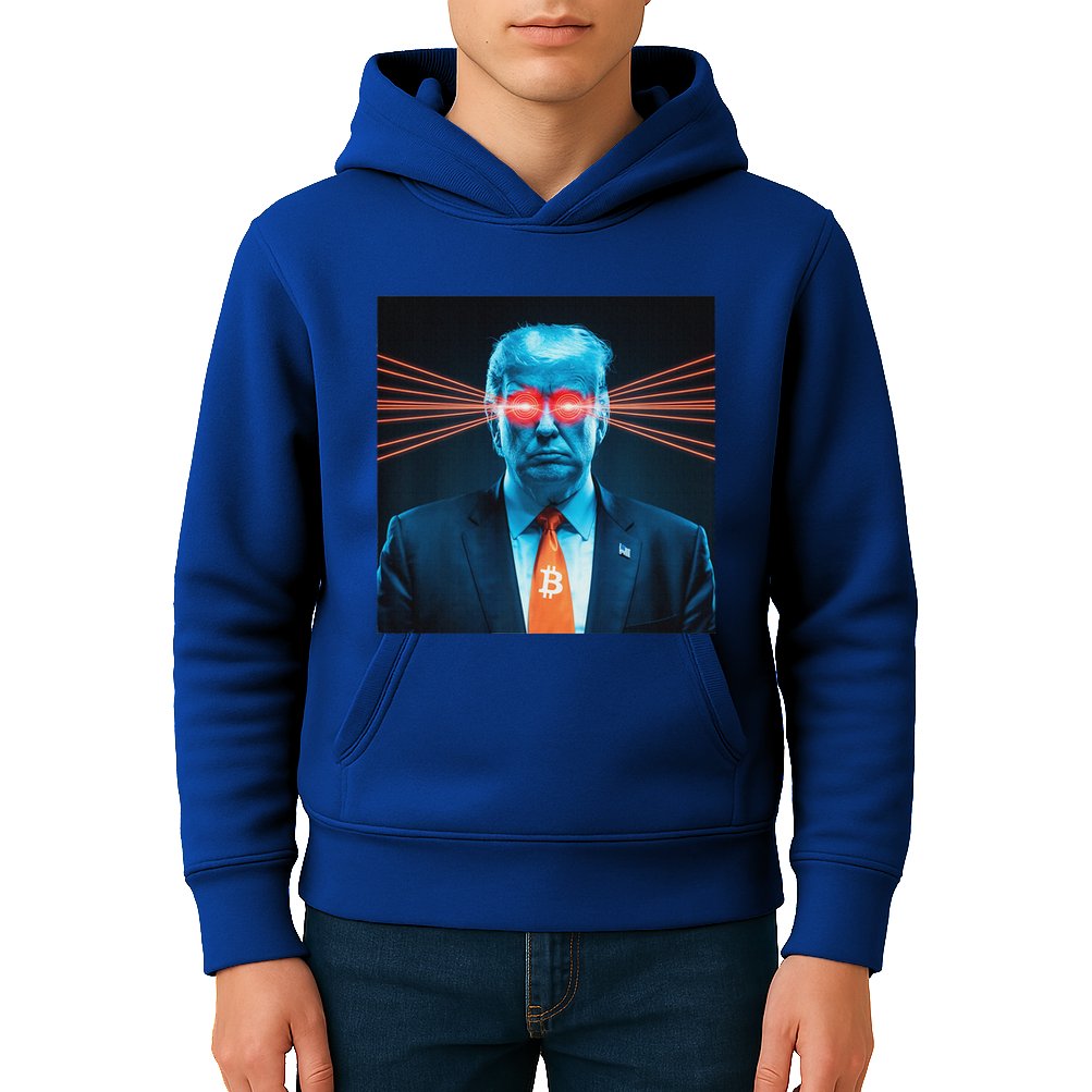 Trump Bitcoin Laser Eyes Crypto Fan Cryptocurrency Investor Kids Hoodie