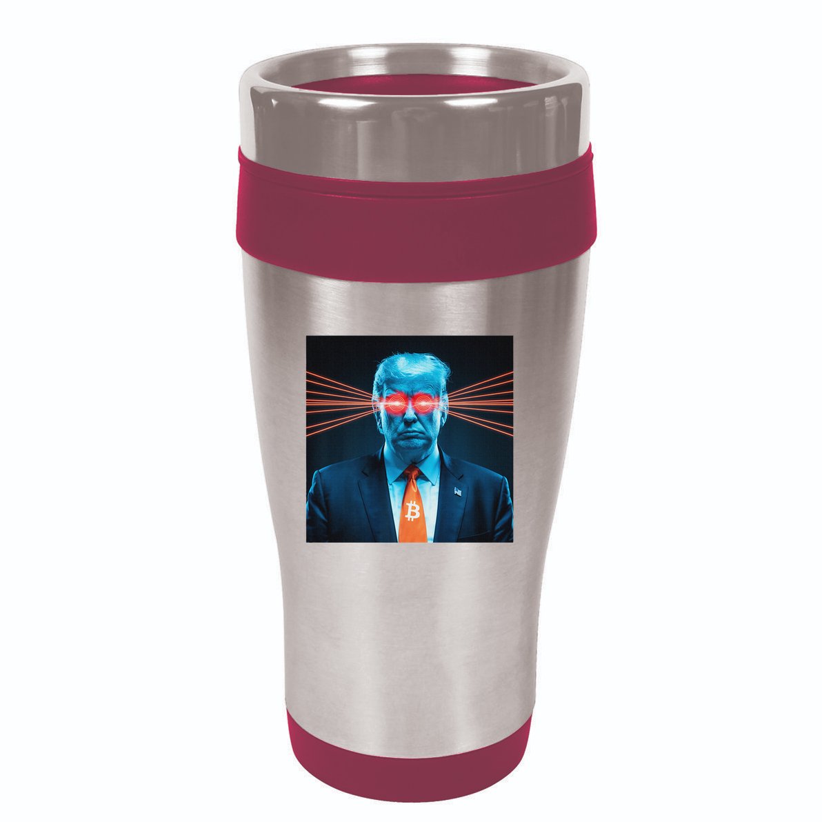 Trump Bitcoin Laser Eyes Crypto Fan Cryptocurrency Investor 16oz Travel Tumbler