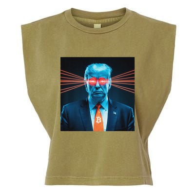 Trump Bitcoin Laser Eyes Crypto Fan Cryptocurrency Investor Garment-Dyed Women's Muscle Tee