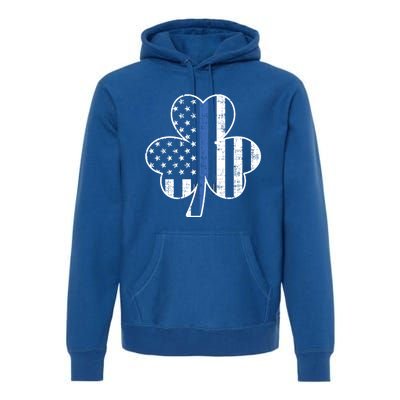 Thin Blue Line Shamrock Cool Gift St Patricks Day Police Gift Premium Hoodie