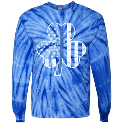 Thin Blue Line Shamrock Cool Gift St Patricks Day Police Gift Tie-Dye Long Sleeve Shirt