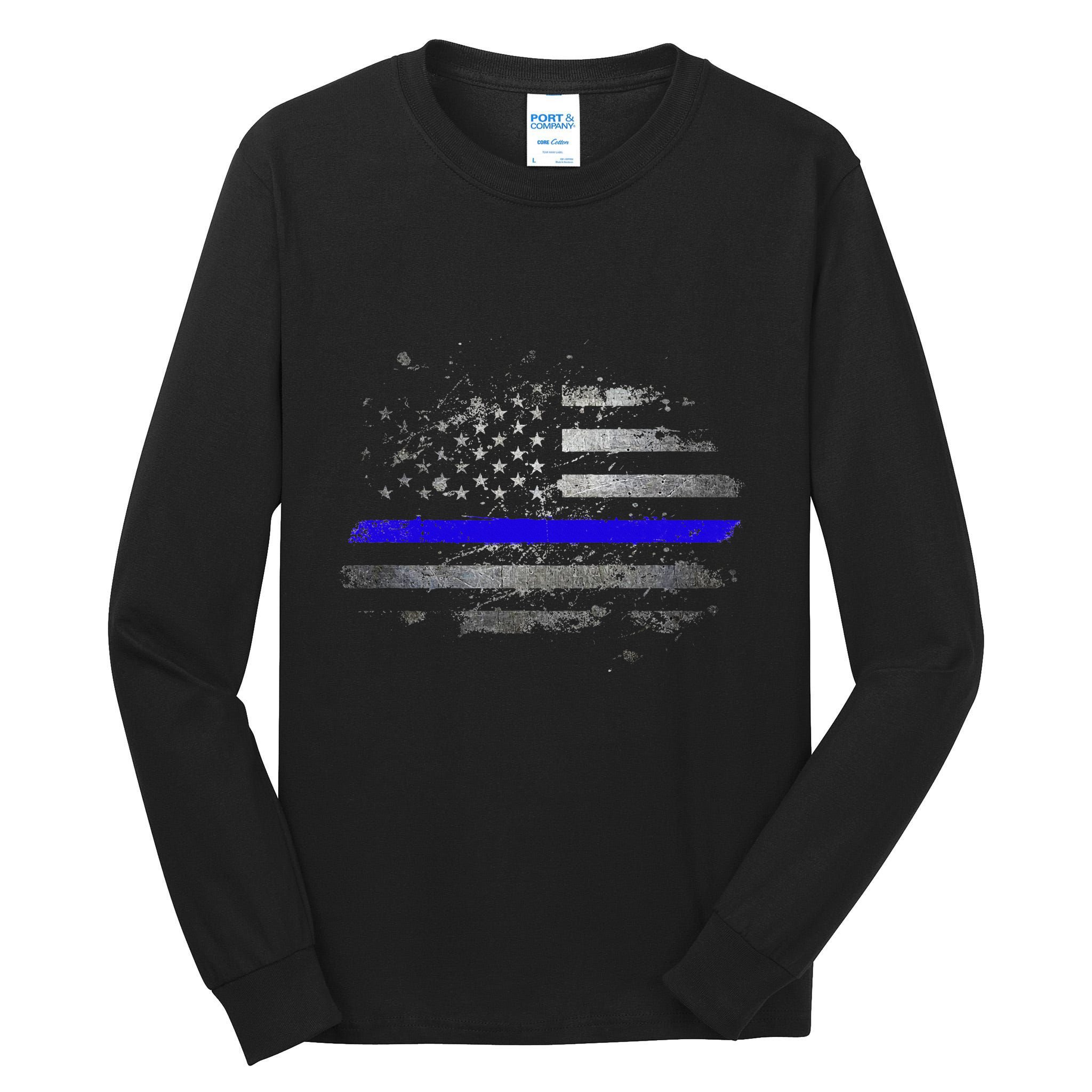 Thin Blue Line Vintage Usa Flag Patriots Tall Long Sleeve T-Shirt