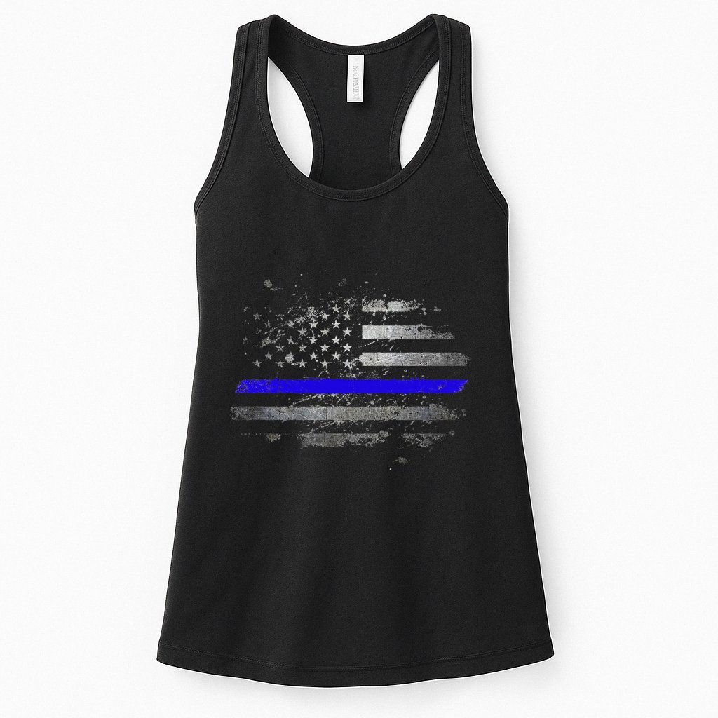 Thin Blue Line Vintage Usa Flag Patriots Womens Tank Top
