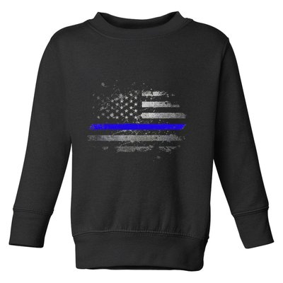 Thin Blue Line Vintage Usa Flag Patriots Toddler Sweatshirt