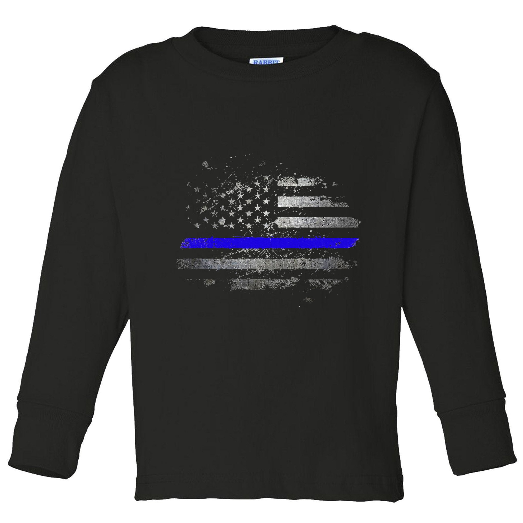 Thin Blue Line Vintage Usa Flag Patriots Toddler Long Sleeve Shirt