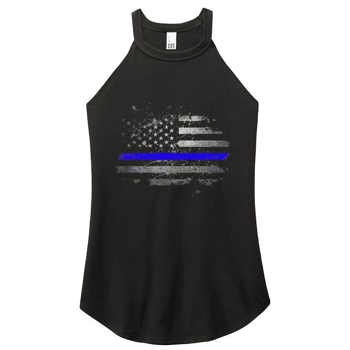 Thin Blue Line Vintage Usa Flag Patriots Women's Perfect Tri Rocker Tank