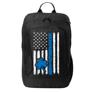 Thin Blue Line St Patrick's Day Gift Police Cop Usa Flag Cool Gift City Backpack