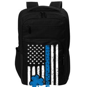 Thin Blue Line St Patrick's Day Gift Police Cop Usa Flag Cool Gift Impact Tech Backpack