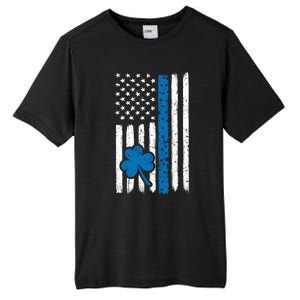 Thin Blue Line St Patrick's Day Gift Police Cop Usa Flag Cool Gift Tall Fusion ChromaSoft Performance T-Shirt