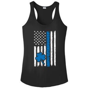 Thin Blue Line St Patrick's Day Gift Police Cop Usa Flag Cool Gift Ladies PosiCharge Competitor Racerback Tank