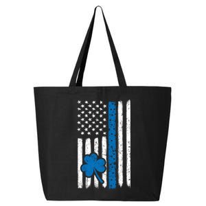 Thin Blue Line St Patrick's Day Gift Police Cop Usa Flag Cool Gift 25L Jumbo Tote