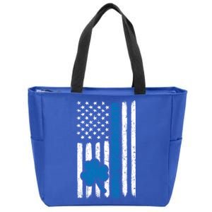 Thin Blue Line St Patrick's Day Gift Police Cop Usa Flag Cool Gift Zip Tote Bag