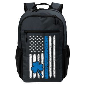 Thin Blue Line St Patrick's Day Gift Police Cop Usa Flag Cool Gift Daily Commute Backpack