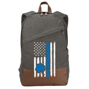 Thin Blue Line St Patrick's Day Gift Police Cop Usa Flag Cool Gift Cotton Canvas Backpack