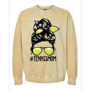 Tennis Ball Mom Tennis Player Bandana Mom Messy Bun Hair Colorblast Crewneck Sweatshirt