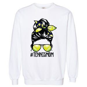 Tennis Ball Mom Tennis Player Bandana Mom Messy Bun Hair Garment-Dyed Sweatshirt