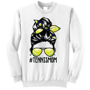 Tennis Ball Mom Tennis Player Bandana Mom Messy Bun Hair Sweatshirt