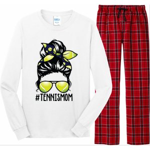 Tennis Ball Mom Tennis Player Bandana Mom Messy Bun Hair Long Sleeve Pajama Set