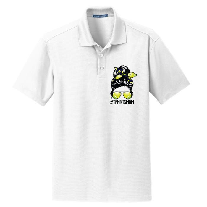 Tennis Ball Mom Tennis Player Bandana Mom Messy Bun Hair Dry Zone Grid Polo