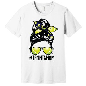 Tennis Ball Mom Tennis Player Bandana Mom Messy Bun Hair Premium T-Shirt