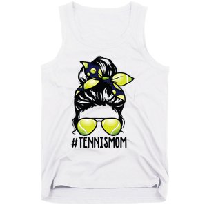 Tennis Ball Mom Tennis Player Bandana Mom Messy Bun Hair Tank Top