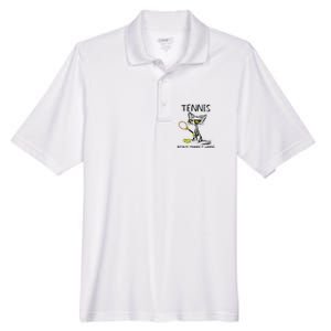 Tennis Because Murder Is Wrong Best For Ideas Cat Lovers Men's Origin Performance Pique Polo