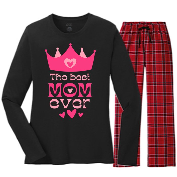 The Best Mom Ever Princess Women's Long Sleeve Flannel Pajama Set 