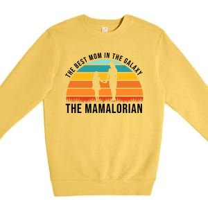 The Best Mom In The Galaxy The Mamalorian Retro Sunset Premium Crewneck Sweatshirt