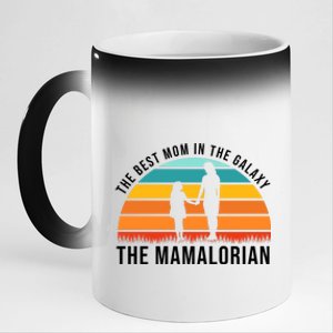 The Best Mom In The Galaxy The Mamalorian Retro Sunset 11oz Black Color Changing Mug