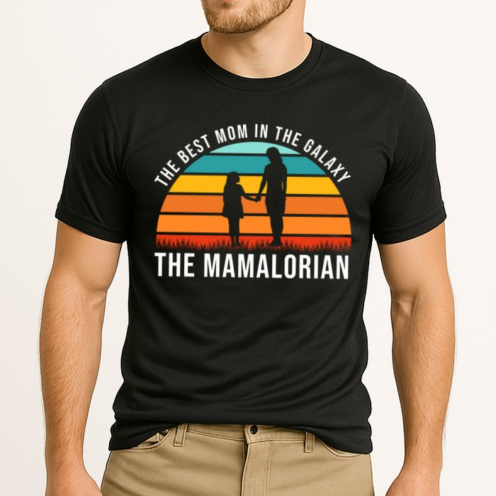 The Best Mom In The Galaxy The Mamalorian Retro Sunset Cooling Performance Crew T-Shirt