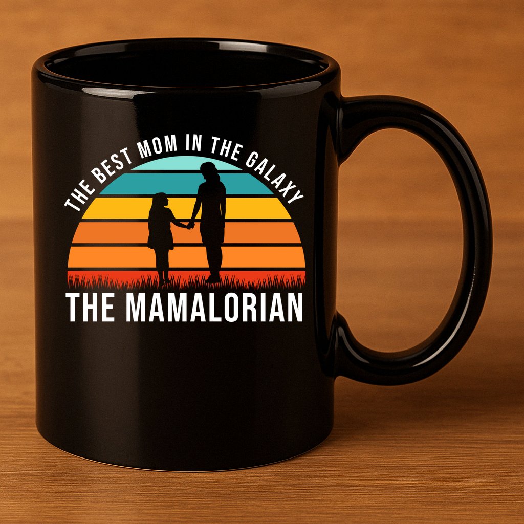 The Best Mom In The Galaxy The Mamalorian Retro Sunset 11oz C Handle Ceramic Mug