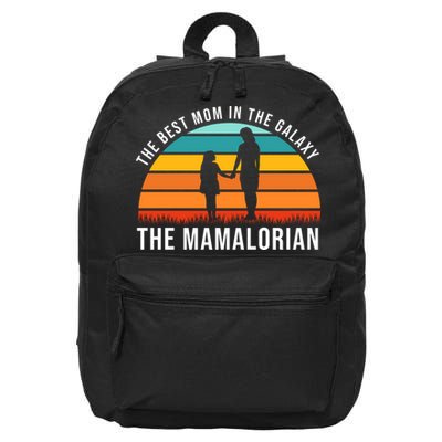 The Best Mom In The Galaxy The Mamalorian Retro Sunset 16 in Basic Backpack