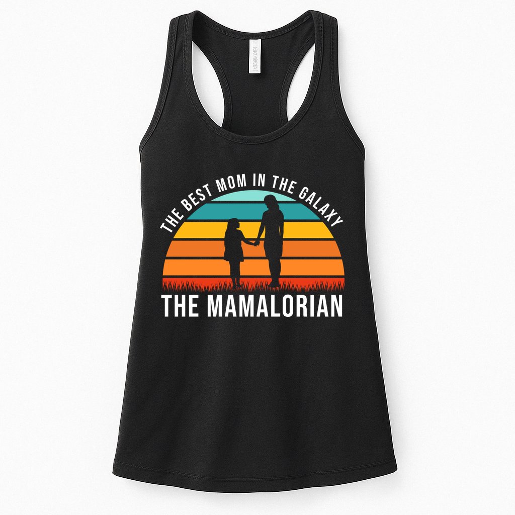 The Best Mom In The Galaxy The Mamalorian Retro Sunset Womens Tank Top