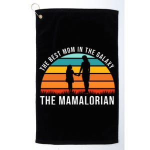 The Best Mom In The Galaxy The Mamalorian Retro Sunset Platinum Collection Golf Towel