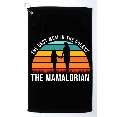 The Best Mom In The Galaxy The Mamalorian Retro Sunset Golf Towel