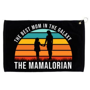 The Best Mom In The Galaxy The Mamalorian Retro Sunset Grommeted Golf Towel