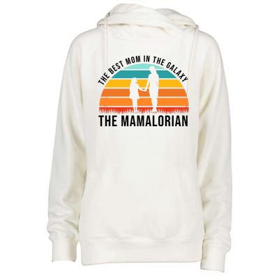 The Best Mom In The Galaxy The Mamalorian Retro Sunset Womens Funnel Neck Pullover Hood