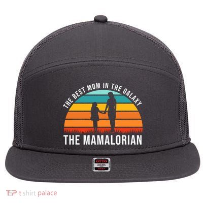 The Best Mom In The Galaxy The Mamalorian Retro Sunset 7 Panel Mesh Trucker Snapback Hat