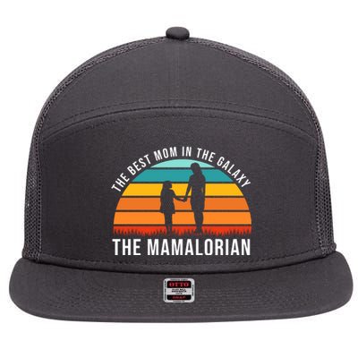 The Best Mom In The Galaxy The Mamalorian Retro Sunset 7 Panel Mesh Trucker Snapback Hat